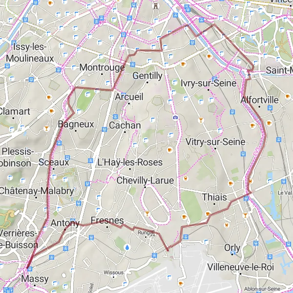 Miniature de la carte de l'inspiration cycliste "Alfortville et Antony" dans la Ile-de-France, France. Générée par le planificateur d'itinéraire cycliste Tarmacs.app