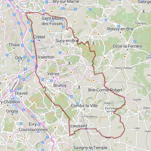 Map miniature of "Champigny-sur-Marne to Charenton-le-Pont Gravel Route" cycling inspiration in Ile-de-France, France. Generated by Tarmacs.app cycling route planner