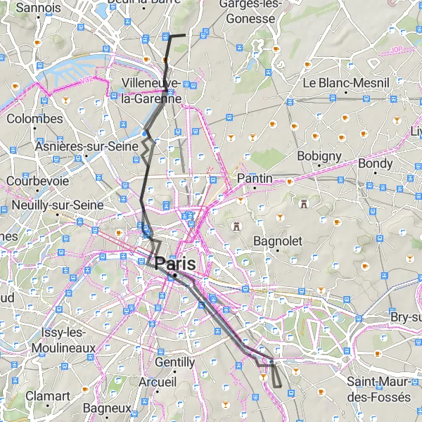 Map miniature of "Paris to Charenton-le-Pont Road Cruise" cycling inspiration in Ile-de-France, France. Generated by Tarmacs.app cycling route planner
