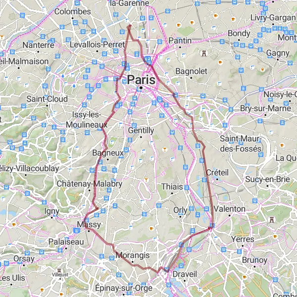 Map miniature of "Valley Views and Historic Delights" cycling inspiration in Ile-de-France, France. Generated by Tarmacs.app cycling route planner