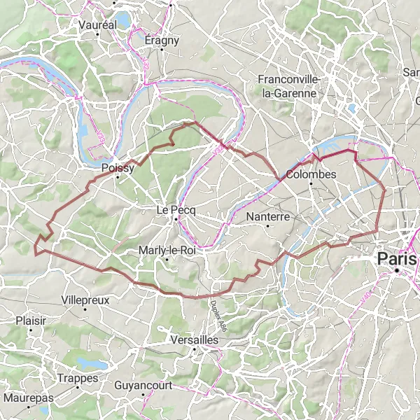 Map miniature of "Discovering Natural Beauty near Saint-Ouen" cycling inspiration in Ile-de-France, France. Generated by Tarmacs.app cycling route planner