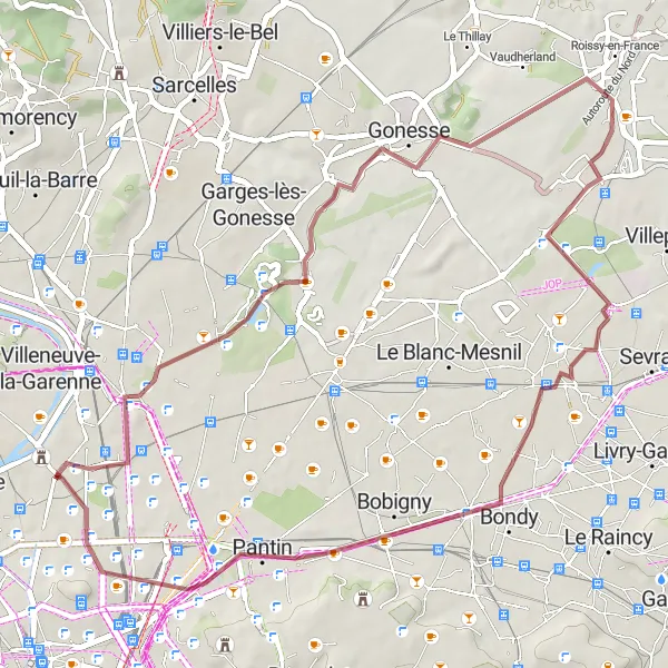 Map miniature of "Gravel Adventure near Saint-Ouen" cycling inspiration in Ile-de-France, France. Generated by Tarmacs.app cycling route planner