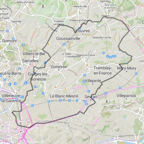 Miniature de la carte de l'inspiration cycliste "Circuit historique autour de Saint-Ouen" dans la Ile-de-France, France. Générée par le planificateur d'itinéraire cycliste Tarmacs.app