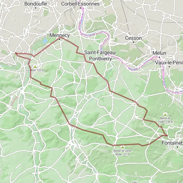 Map miniature of "Countryside Explorer" cycling inspiration in Ile-de-France, France. Generated by Tarmacs.app cycling route planner