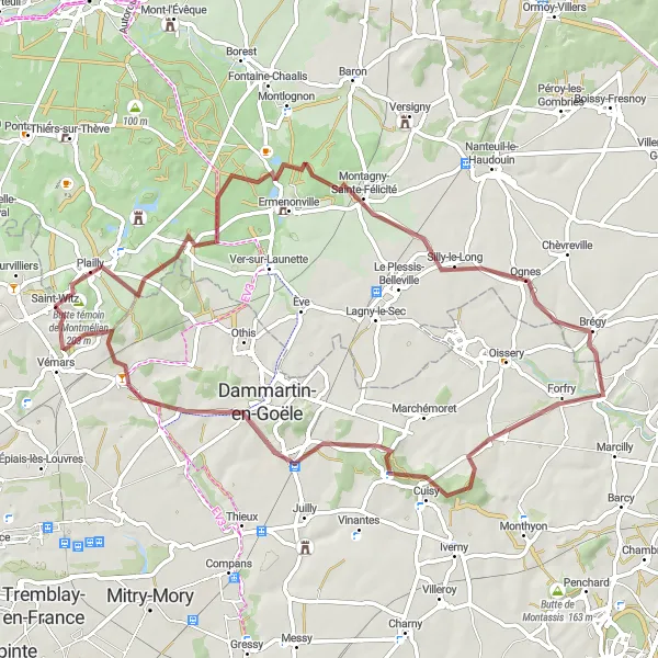 Miniature de la carte de l'inspiration cycliste "La Boucle des Bois" dans la Ile-de-France, France. Générée par le planificateur d'itinéraire cycliste Tarmacs.app