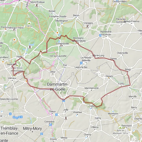 Map miniature of "Gravel Route from Saint-Witz" cycling inspiration in Ile-de-France, France. Generated by Tarmacs.app cycling route planner