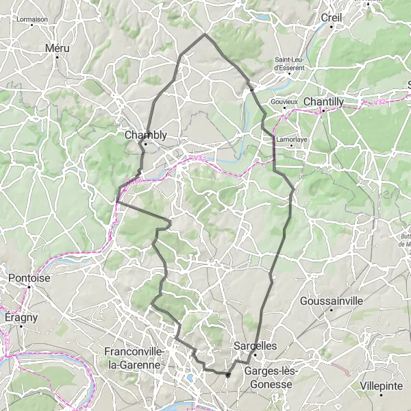 Map miniature of "Cycling Adventure to Parmain and Neuilly-en-Thelle" cycling inspiration in Ile-de-France, France. Generated by Tarmacs.app cycling route planner