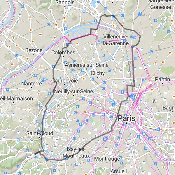 Map miniature of "Historical Journey with Cultural Delights" cycling inspiration in Ile-de-France, France. Generated by Tarmacs.app cycling route planner