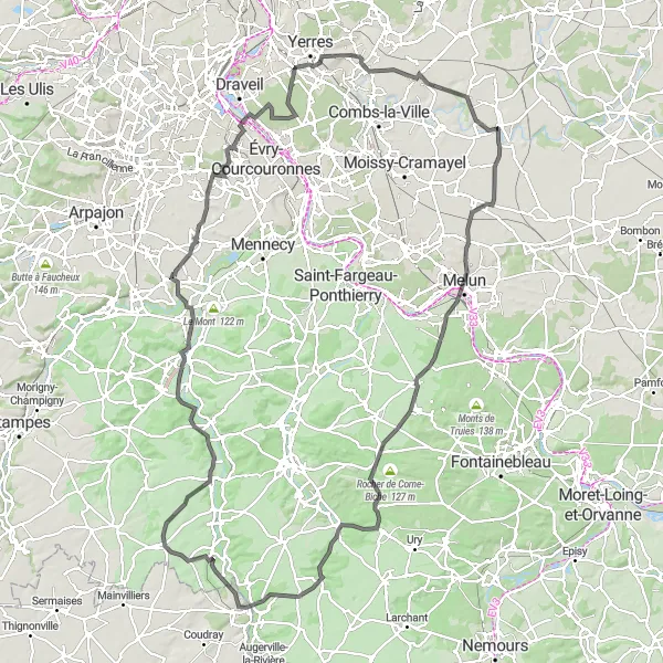 Map miniature of "The Chateaux and Forests of Ile-de-France" cycling inspiration in Ile-de-France, France. Generated by Tarmacs.app cycling route planner