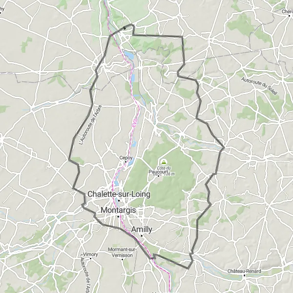 Miniature de la carte de l'inspiration cycliste "Route des Villages Pittoresques" dans la Ile-de-France, France. Générée par le planificateur d'itinéraire cycliste Tarmacs.app