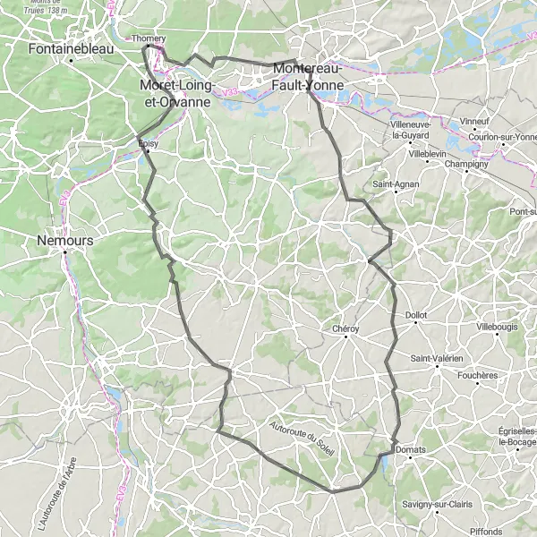 Map miniature of "The Seine Valley Challenge" cycling inspiration in Ile-de-France, France. Generated by Tarmacs.app cycling route planner