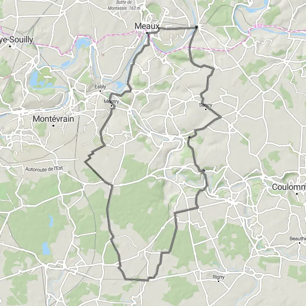 Map miniature of "Fublaines Road Cycling Route" cycling inspiration in Ile-de-France, France. Generated by Tarmacs.app cycling route planner