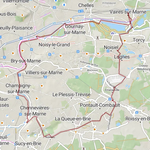 Map miniature of "Chennevières Experience" cycling inspiration in Ile-de-France, France. Generated by Tarmacs.app cycling route planner
