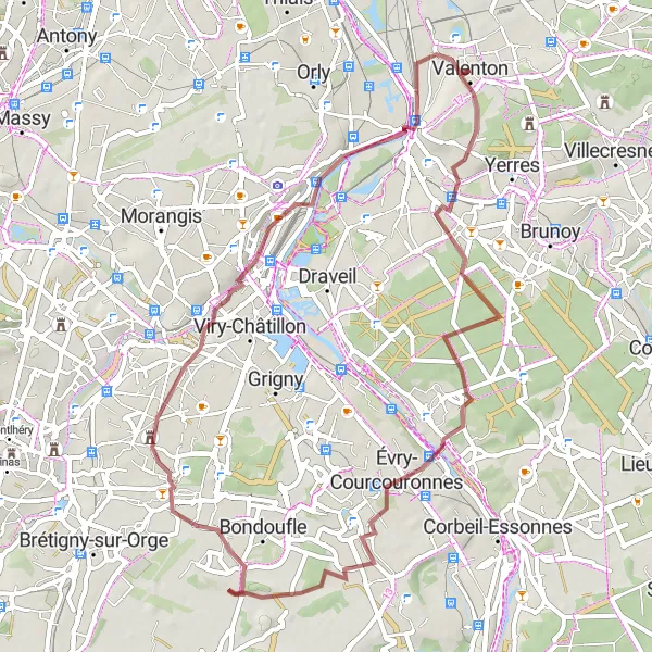 Map miniature of "Valenton Gravel Expedition" cycling inspiration in Ile-de-France, France. Generated by Tarmacs.app cycling route planner