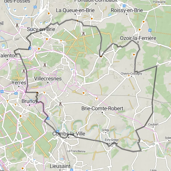 Map miniature of "Round-trip Cycling to Limeil-Brévannes" cycling inspiration in Ile-de-France, France. Generated by Tarmacs.app cycling route planner