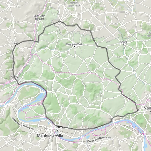 Map miniature of "Discover the Beauty of Vexin Français on Two Wheels" cycling inspiration in Ile-de-France, France. Generated by Tarmacs.app cycling route planner