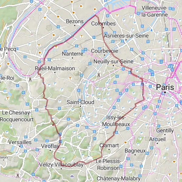 Map miniature of "Scenic Beauty of Chaville" cycling inspiration in Ile-de-France, France. Generated by Tarmacs.app cycling route planner