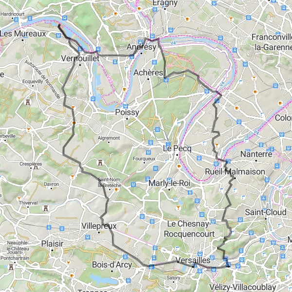 Map miniature of "Parisian Delights and Scenic Serenity" cycling inspiration in Ile-de-France, France. Generated by Tarmacs.app cycling route planner