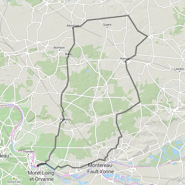 Map miniature of "Scenic Countryside and Charming Villages" cycling inspiration in Ile-de-France, France. Generated by Tarmacs.app cycling route planner