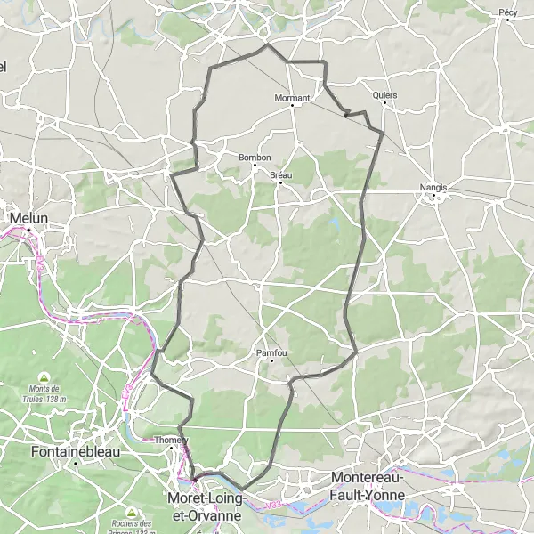 Miniature de la carte de l'inspiration cycliste "Route panoramique depuis Veneux-les-Sablons" dans la Ile-de-France, France. Générée par le planificateur d'itinéraire cycliste Tarmacs.app