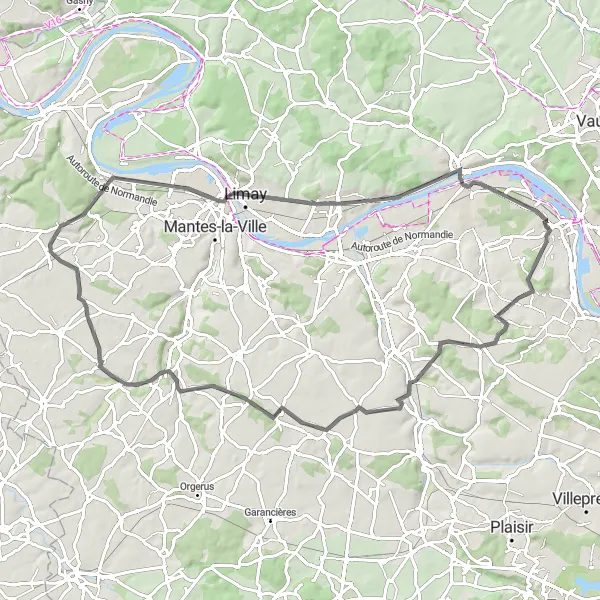 Map miniature of "Les Alluets-le-Roi Road Adventure" cycling inspiration in Ile-de-France, France. Generated by Tarmacs.app cycling route planner