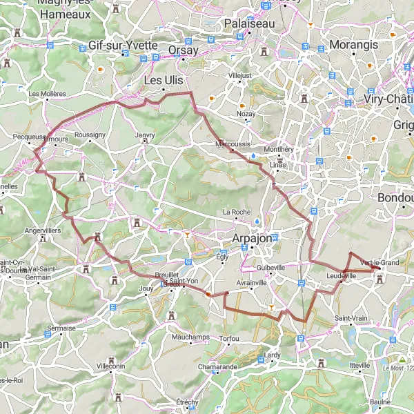Map miniature of "Scenic Gravel Loop with Viaduc des Fauvettes" cycling inspiration in Ile-de-France, France. Generated by Tarmacs.app cycling route planner