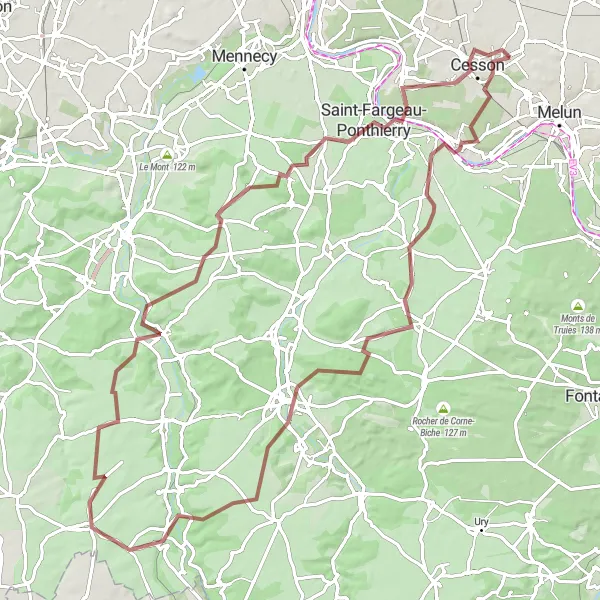 Miniature de la carte de l'inspiration cycliste "Parcours à travers Boissise-la-Bertrand et Champcueil" dans la Ile-de-France, France. Générée par le planificateur d'itinéraire cycliste Tarmacs.app