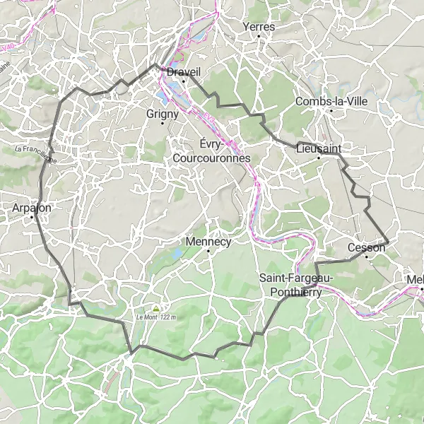 Miniature de la carte de l'inspiration cycliste "Parcours Cesson - Savigny-le-Temple" dans la Ile-de-France, France. Générée par le planificateur d'itinéraire cycliste Tarmacs.app