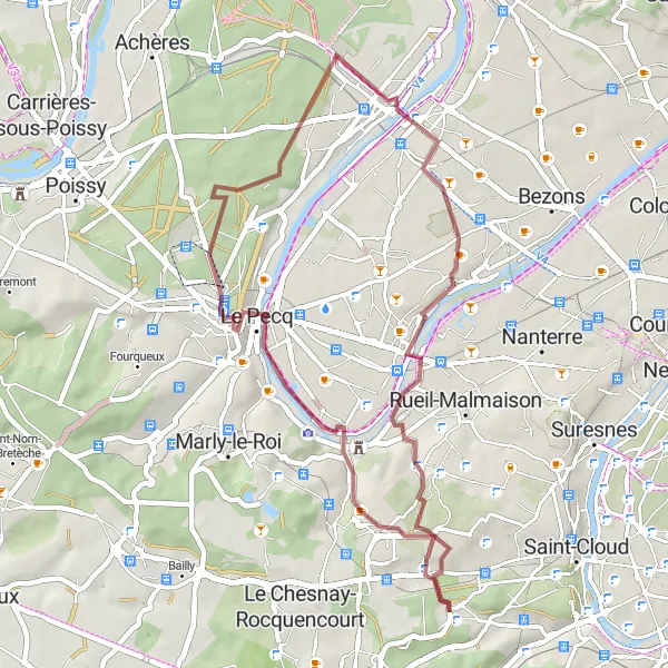 Miniature de la carte de l'inspiration cycliste "Boucle de Vaucresson" dans la Ile-de-France, France. Générée par le planificateur d'itinéraire cycliste Tarmacs.app