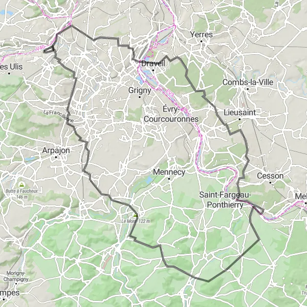 Miniature de la carte de l'inspiration cycliste "Le Tour des Vallées Exquises" dans la Ile-de-France, France. Générée par le planificateur d'itinéraire cycliste Tarmacs.app