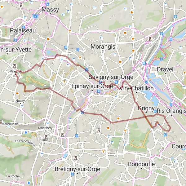 Miniature de la carte de l'inspiration cycliste "Boucle de Longjumeau" dans la Ile-de-France, France. Générée par le planificateur d'itinéraire cycliste Tarmacs.app