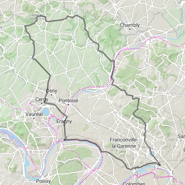 Map miniature of "Valley Views and Rural Landscapes" cycling inspiration in Ile-de-France, France. Generated by Tarmacs.app cycling route planner