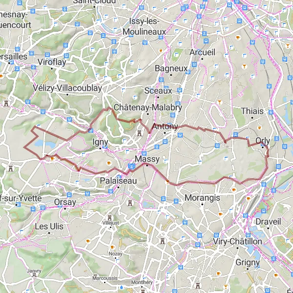 Map miniature of "Discover Saclay Valley" cycling inspiration in Ile-de-France, France. Generated by Tarmacs.app cycling route planner