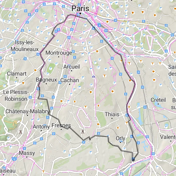 Map miniature of "The Serene Road Loop" cycling inspiration in Ile-de-France, France. Generated by Tarmacs.app cycling route planner