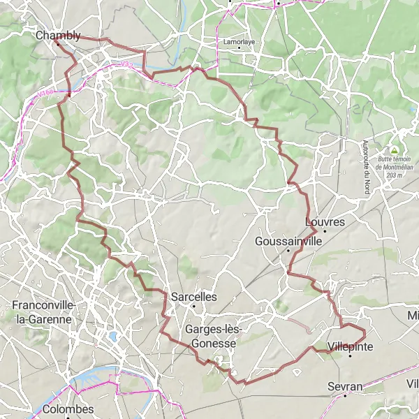 Map miniature of "Villepinte to Pierrefitte-sur-Seine Loop" cycling inspiration in Ile-de-France, France. Generated by Tarmacs.app cycling route planner