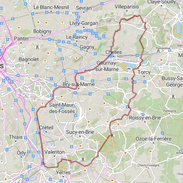 Miniature de la carte de l'inspiration cycliste "Aventure Naturelle" dans la Ile-de-France, France. Générée par le planificateur d'itinéraire cycliste Tarmacs.app