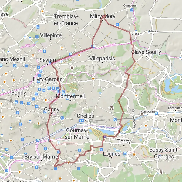 Miniature de la carte de l'inspiration cycliste "Circuit de VTT autour de Villiers-sur-Marne" dans la Ile-de-France, France. Générée par le planificateur d'itinéraire cycliste Tarmacs.app