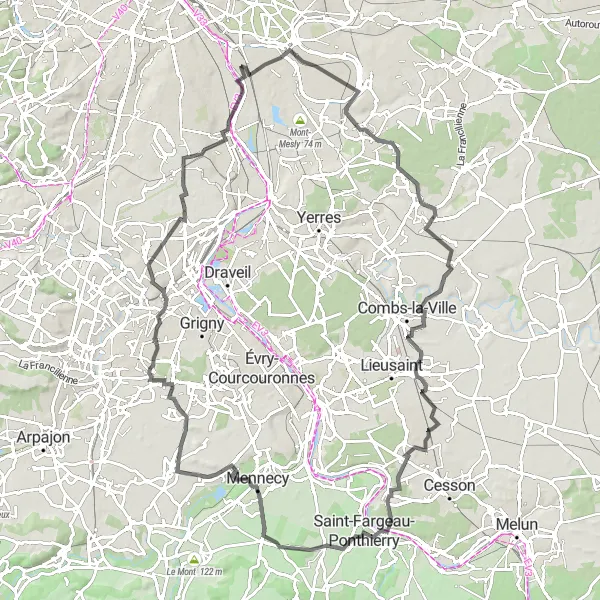 Miniature de la carte de l'inspiration cycliste "Les Vallons de l'Orge" dans la Ile-de-France, France. Générée par le planificateur d'itinéraire cycliste Tarmacs.app
