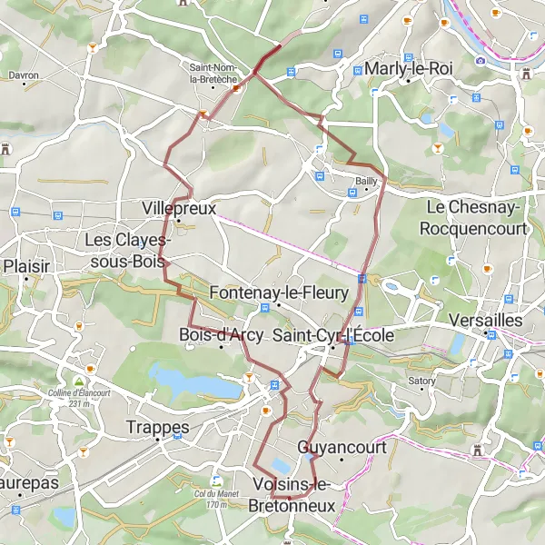 Map miniature of "Gravel Adventure" cycling inspiration in Ile-de-France, France. Generated by Tarmacs.app cycling route planner