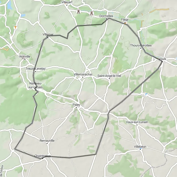 Map miniature of "Picturesque Route to Lorrez-le-Bocage" cycling inspiration in Ile-de-France, France. Generated by Tarmacs.app cycling route planner