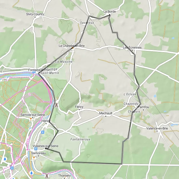 Map miniature of "Seine River Experience" cycling inspiration in Ile-de-France, France. Generated by Tarmacs.app cycling route planner