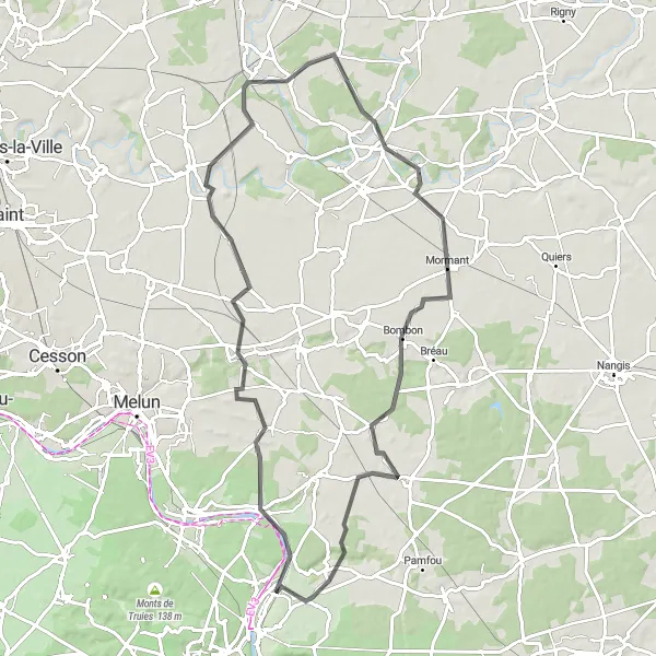 Map miniature of "Forest and Countryside Escape" cycling inspiration in Ile-de-France, France. Generated by Tarmacs.app cycling route planner