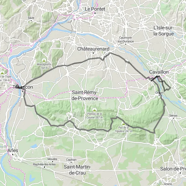 Map miniature of "Exploring the Provencal Heritage" cycling inspiration in Languedoc-Roussillon, France. Generated by Tarmacs.app cycling route planner