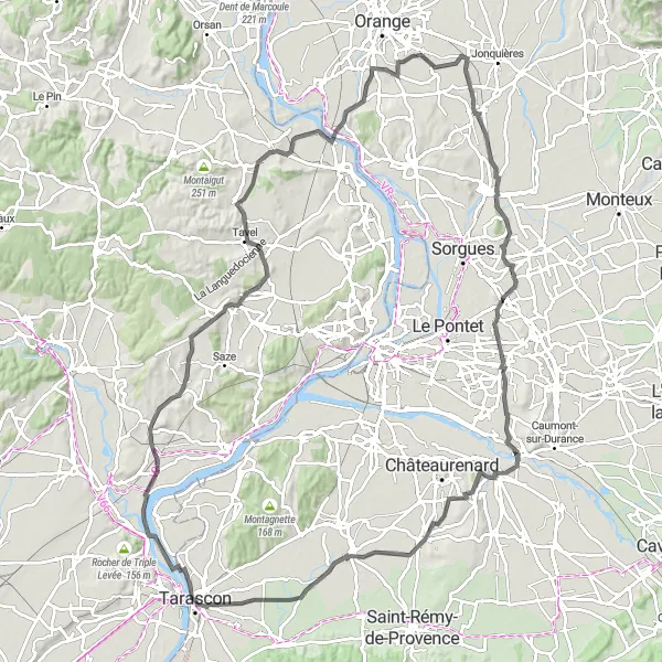 Map miniature of "Road Cycling in the Languedoc-Roussillon" cycling inspiration in Languedoc-Roussillon, France. Generated by Tarmacs.app cycling route planner