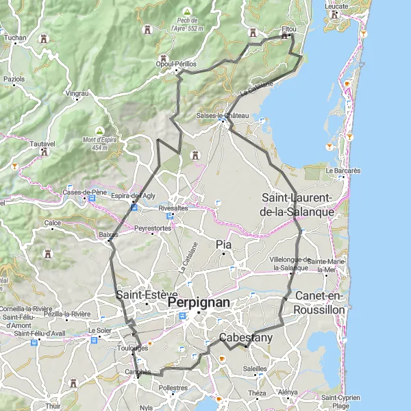 Map miniature of "Baho Adventure" cycling inspiration in Languedoc-Roussillon, France. Generated by Tarmacs.app cycling route planner