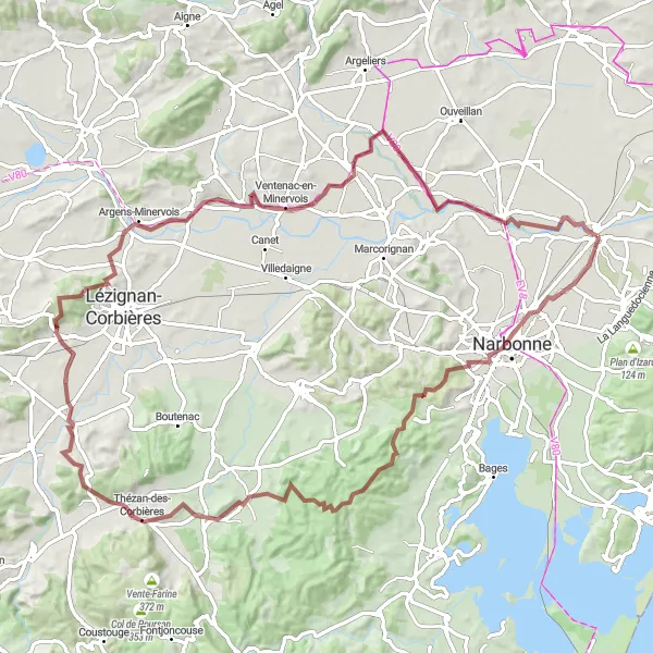 Map miniature of "Gravel Adventure to Pech Aigu" cycling inspiration in Languedoc-Roussillon, France. Generated by Tarmacs.app cycling route planner
