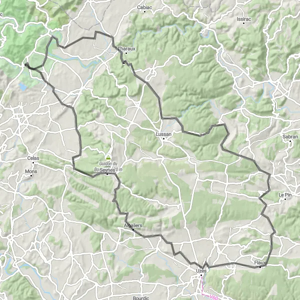 Map miniature of "The Cevennes Epic" cycling inspiration in Languedoc-Roussillon, France. Generated by Tarmacs.app cycling route planner