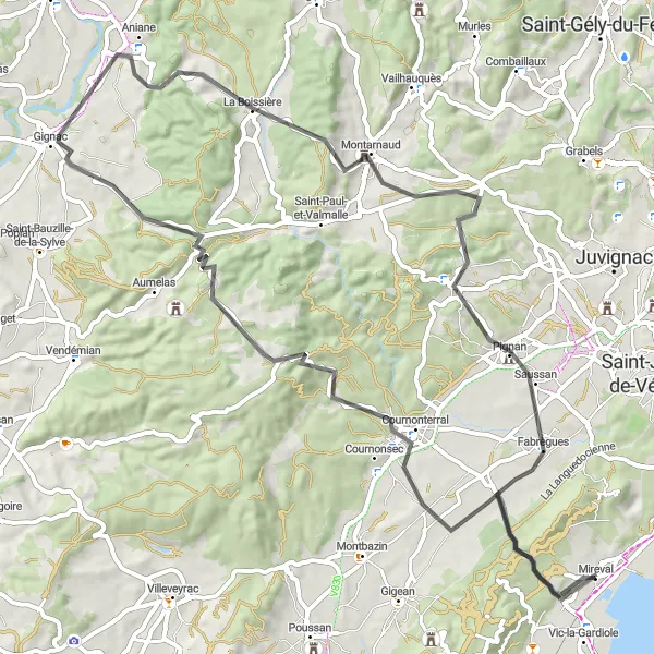 Map miniature of "Cournonterral Loop" cycling inspiration in Languedoc-Roussillon, France. Generated by Tarmacs.app cycling route planner