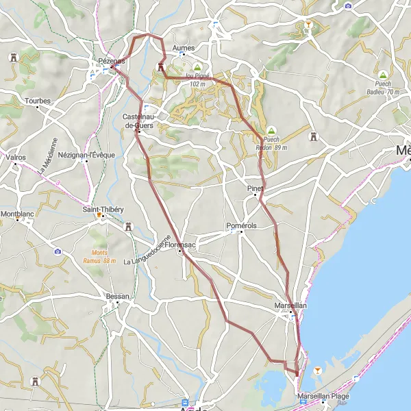 Map miniature of "Saint-Martin-de-Graves Excursion" cycling inspiration in Languedoc-Roussillon, France. Generated by Tarmacs.app cycling route planner