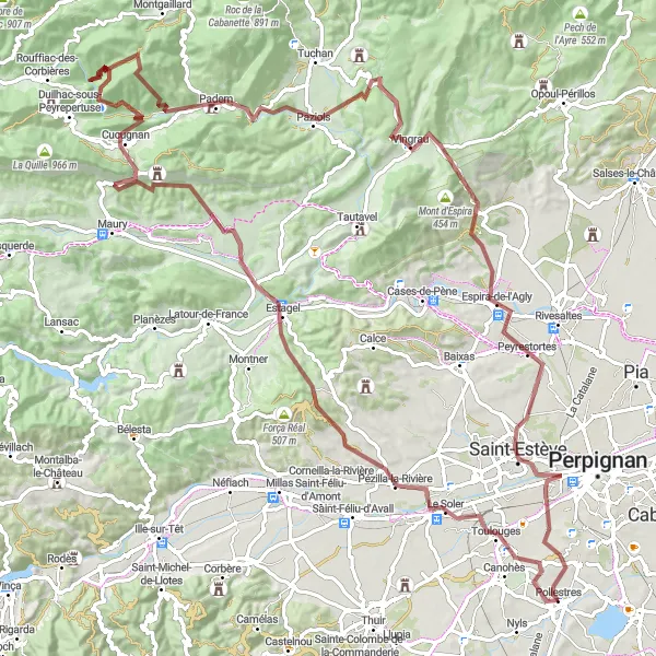 Map miniature of "Gravel Adventure to Mas Bresson" cycling inspiration in Languedoc-Roussillon, France. Generated by Tarmacs.app cycling route planner